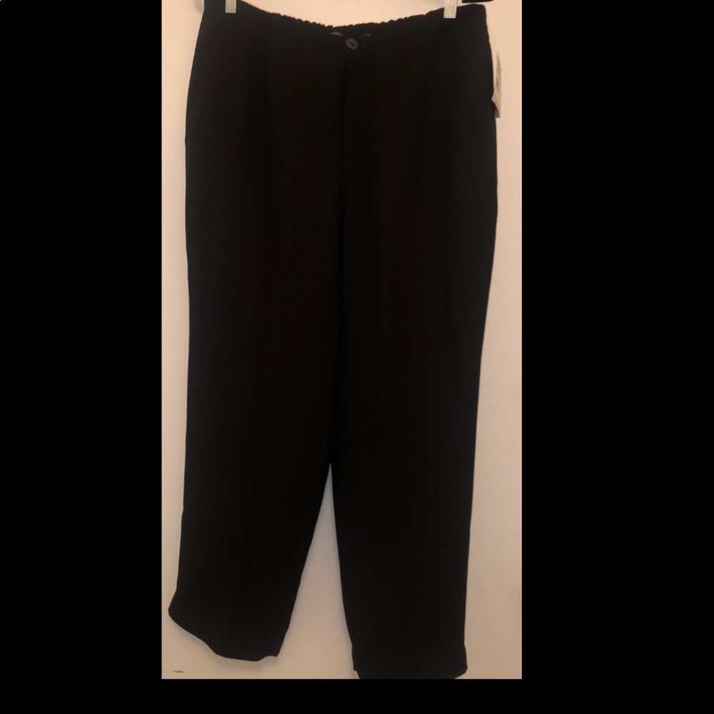 NWT Liz Claiborne black dress pants 1WP relaxed button front elastic back